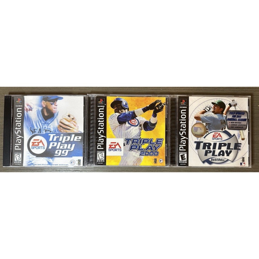 PS1 EA Sports Triple Play Baseball Lot - 99 (Disc Only), 2000 CIB, 2001 CIB